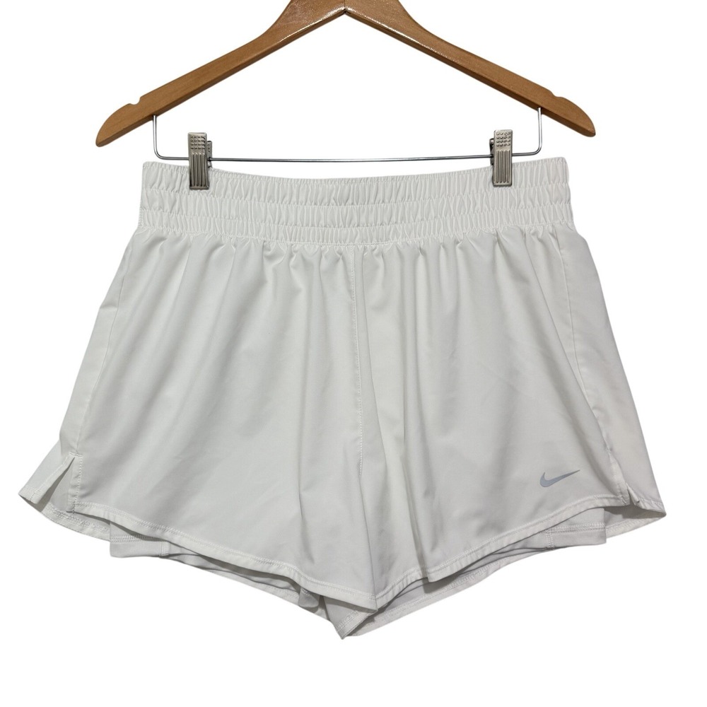 Nike Size Women's Sz L Dri-FIT High-Waisted 3" 2-in-1 Shorts White